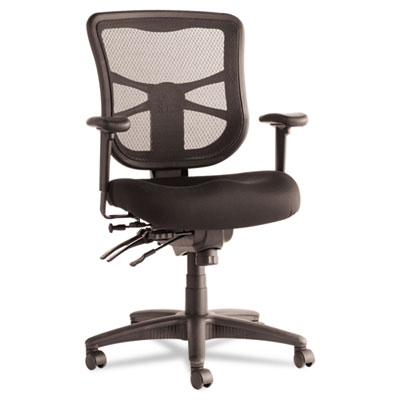 Alera® Alera EB-W Series Pivot Arm Multifunction Mesh Chair, Supports 275 lb, 18.62" to 22.32" Seat, Black Seat/Back, Aluminum Base