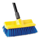 Switch Rubbermaid® Commercial Bi-Level Deck Scrub Brush, Blue Polypropylene Bristles, 10&quot; Brush, 10&quot; Plastic Block, Threaded Hole 3 image