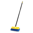 Switch Rubbermaid® Commercial Bi-Level Deck Scrub Brush, Blue Polypropylene Bristles, 10&quot; Brush, 10&quot; Plastic Block, Threaded Hole 2 image